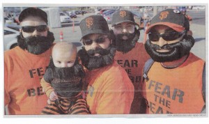 San Francisco Giants fans tribute to Brian Wilson fear the beard photo. SF Giants 1 300x178 The SF Boys of Summer Return as World Champs