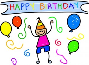 Boy celebrating birthday with balloons illustration boybirthday 300x220 Say Hey and Happy Birthday, Kid!